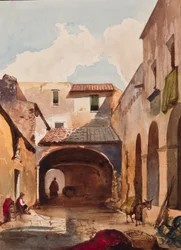 Passage und Straße mit Figuren, mit Ergänzungen von Prinz Alfonso Maria di Borbone, 1853